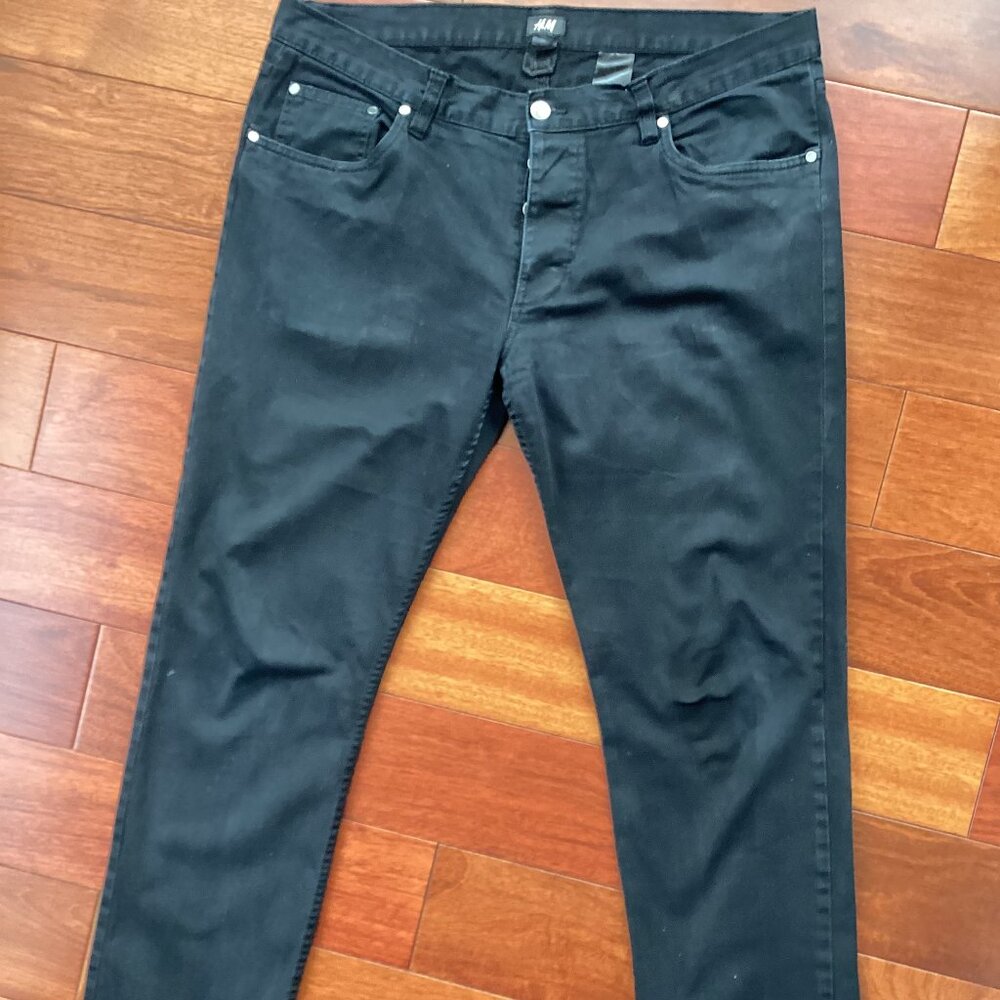 Black denim button fly 36x32  mens jeans H&M